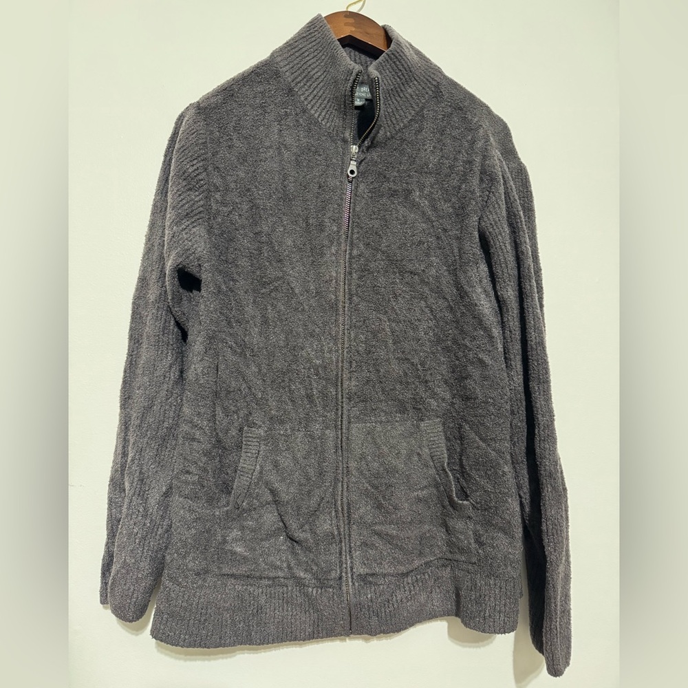 Barefoot Dreams women Zip-Front Sweater Jacket in Charcoal Gray